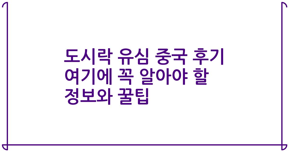 도시락 유심 중국 후기 여기에 꼭 알아야 할 정보와 꿀팁