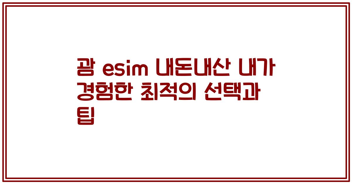 괌 esim 내돈내산 내가 경험한 최적의 선택과 팁