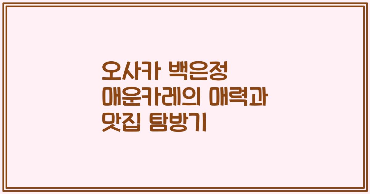 오사카 백은정 매운카레의 매력과 맛집 탐방기