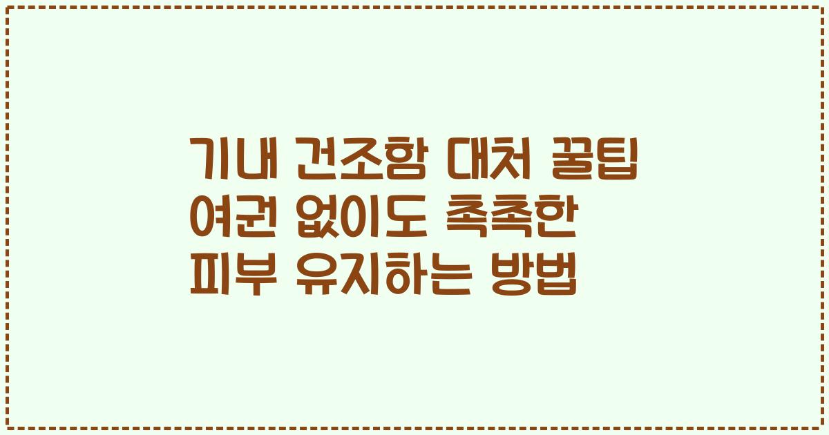 기내 건조함 대처 꿀팁 여권 없이도 촉촉한 피부 유지하는 방법