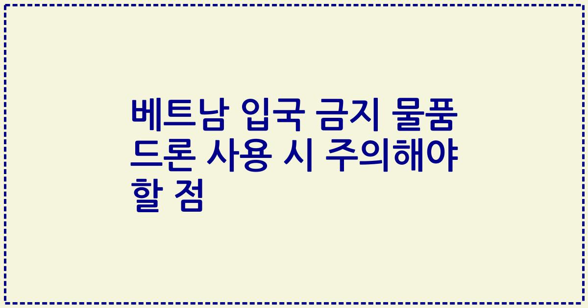 베트남 입국 금지 물품 드론 사용 시 주의해야 할 점