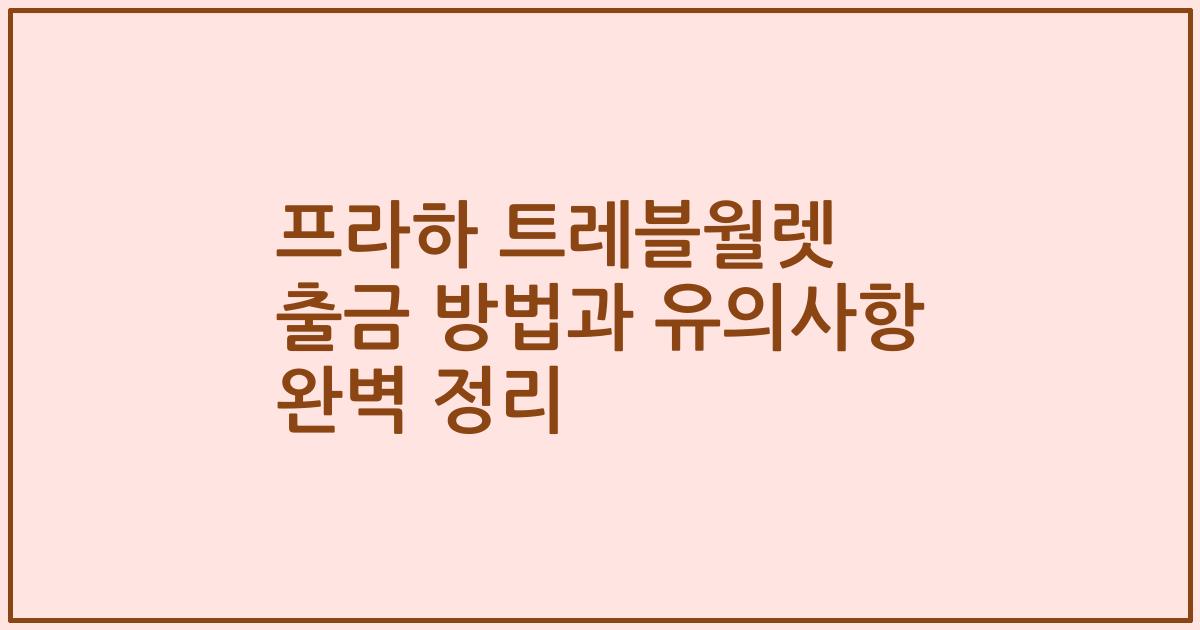 프라하 트레블월렛 출금 방법과 유의사항 완벽 정리