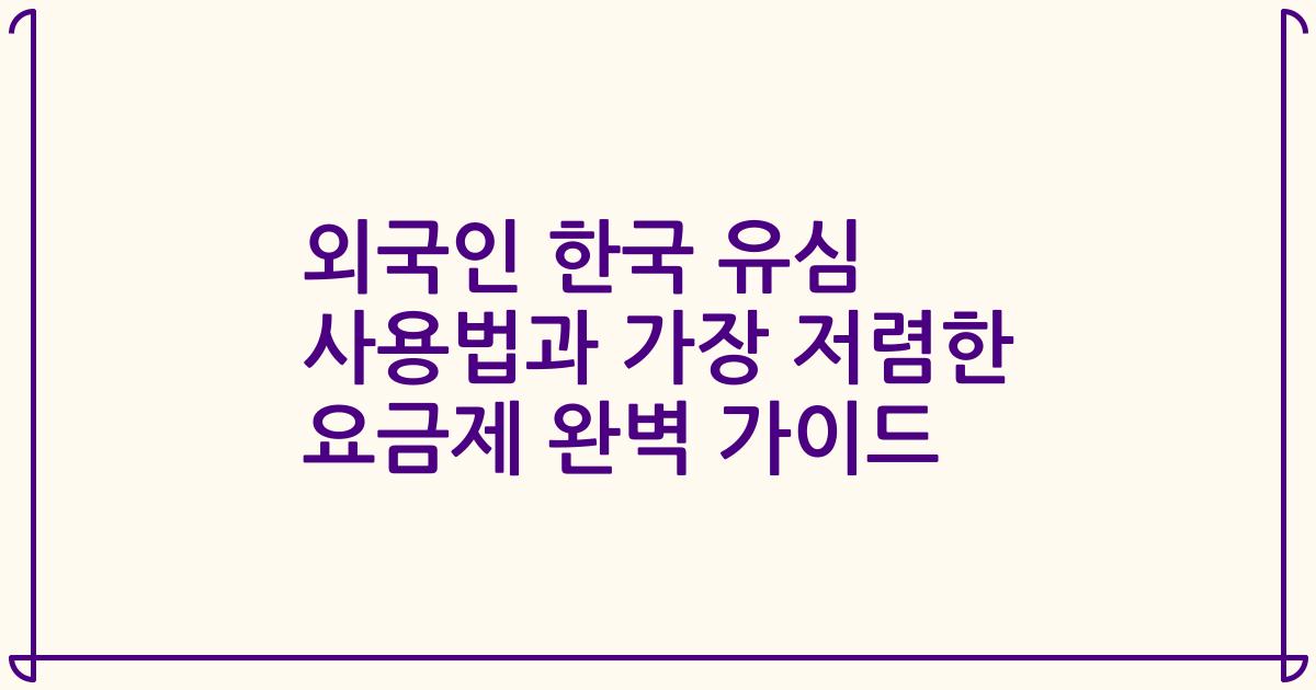 외국인 한국 유심 사용법과 가장 저렴한 요금제 완벽 가이드