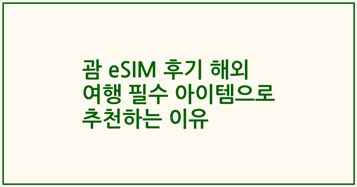 괌 eSIM 후기 해외 여행 필수 아이템으로 추천하는 이유