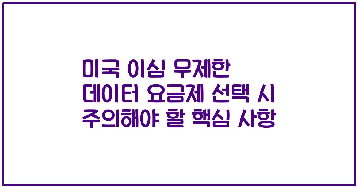 미국 이심 무제한 데이터 요금제 선택 시 주의해야 할 핵심 사항